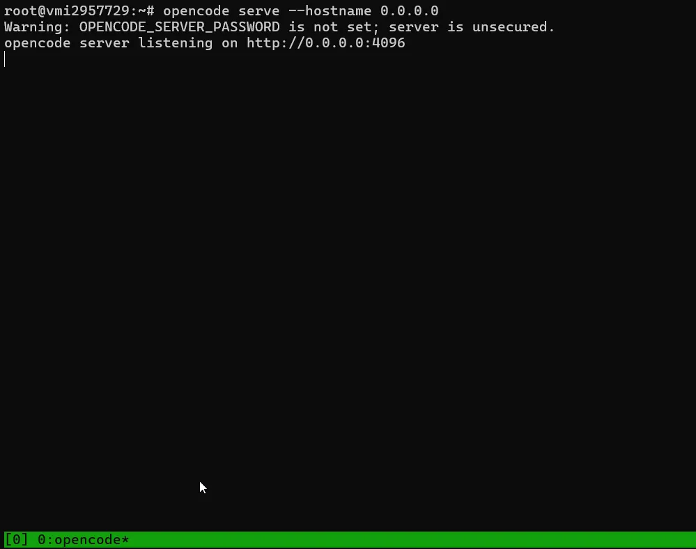 OpenCode server running