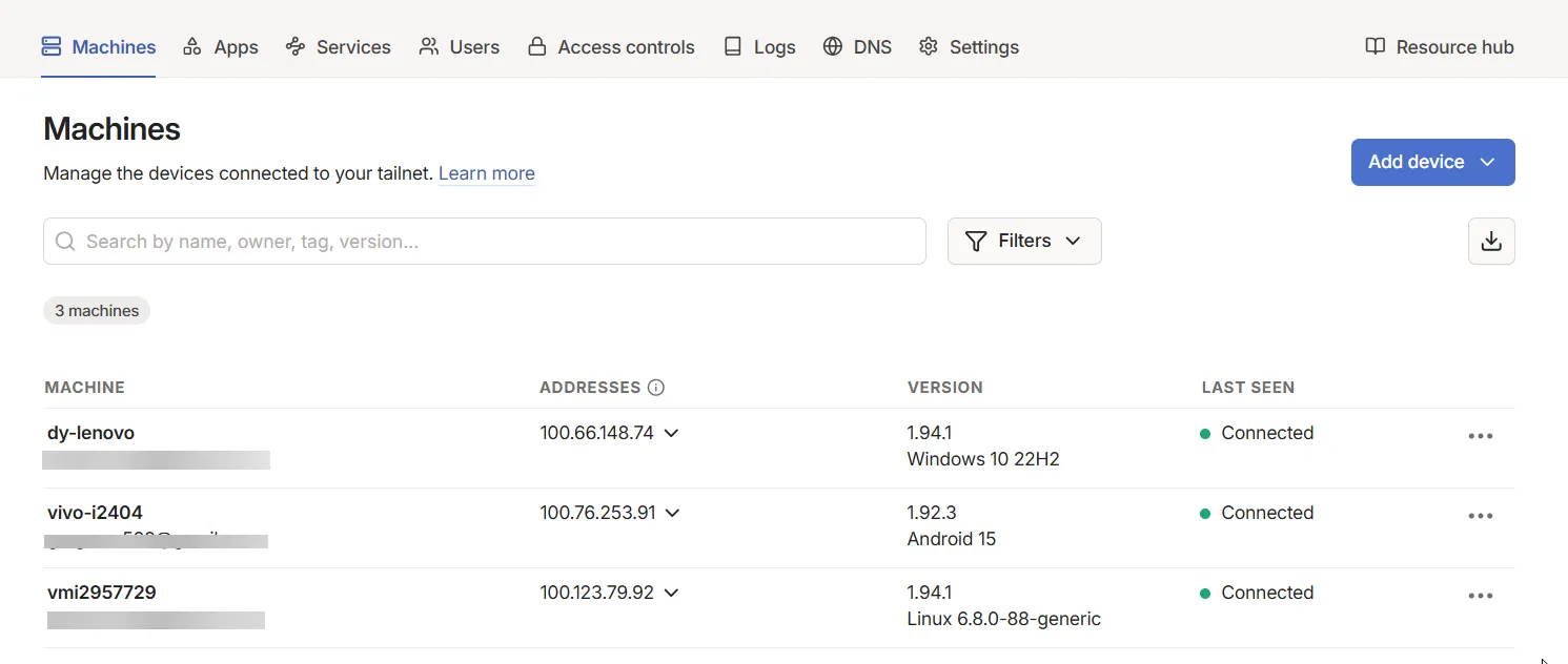 Add new devices to Tailscale network